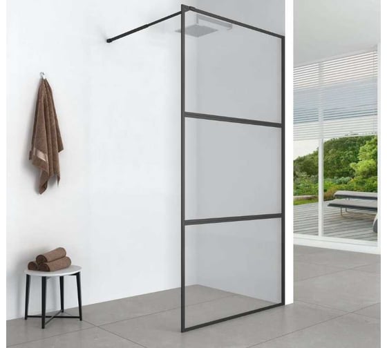 Душевая перегородка Aquanet SW-1200BT 120х200см, суппорт, стекло 6 мм,  прозрачный, профиль черный крашенный (352342) 00352342 1