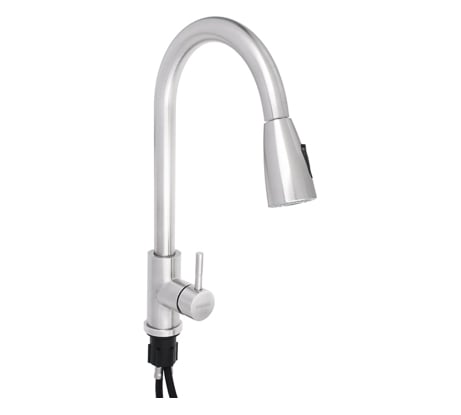 Смеситель для кухни СоюзКран выдвижной излив 40 см., керамический картридж 35 мм., нержавеющая сталь SS01-E132 567-093