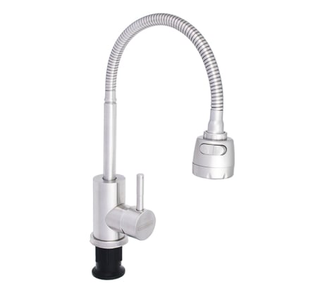 Смеситель для кухни СоюзКран гибкий излив, керамический картридж 35 мм., нержавеющая сталь SS01-F132 567-090