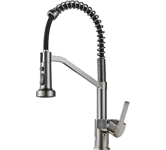 Смеситель для кухни Valfex гибкий выдвижной излив, с держателем излива, латунь, Saiph Graphite (10) VF.73826-3 1