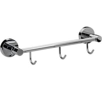 Вешалка GFmark с тремя крючками прямая, на круглом основании, цвет ХРОМ. 79204