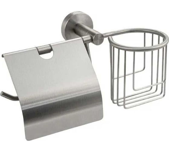 Держатель освежителя воздуха и туалетной бумаги с экраном GFmark из нержавеющей стали, с круглым основанием, цвет сатин 80244 1