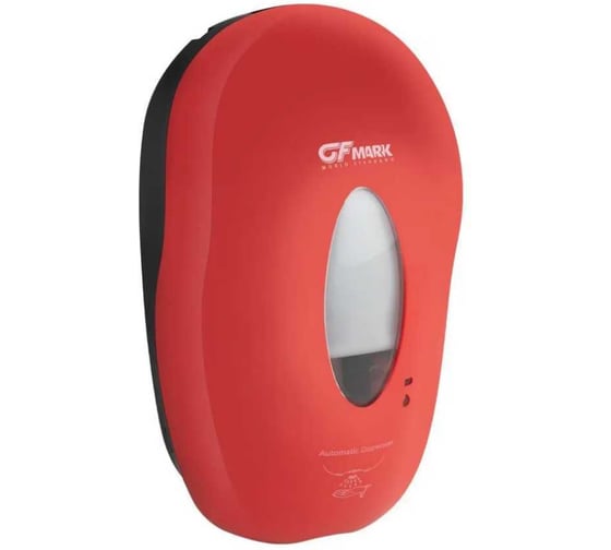 Сенсорный дозатор для жидкого мыла GFmark модель КОКОН с окошком, пластик АБС, КРАСНЫЙ, с датчиком объёма жидкости и уровня заряда батарей, 1000 мл 724 1