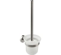 Ёрш для унитаза GFmark со стеклянной колбой, с креплением к стене из нержавеющей стали, с круглым основанием, цвет сатин 80162