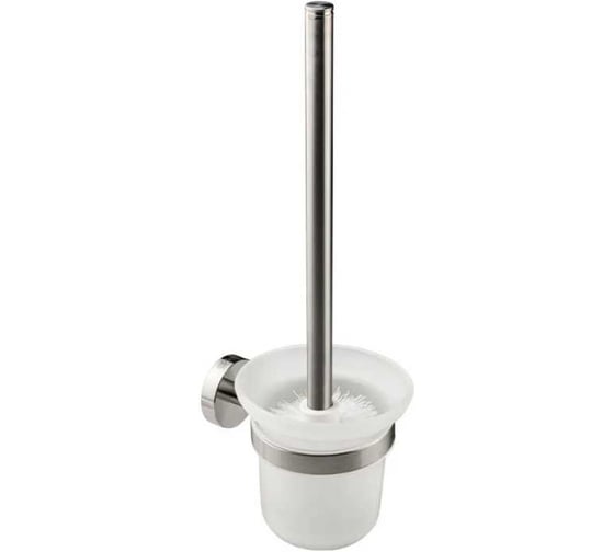 Ёрш для унитаза GFmark со стеклянной колбой, с креплением к стене из нержавеющей стали, с круглым основанием, цвет сатин 80162 1