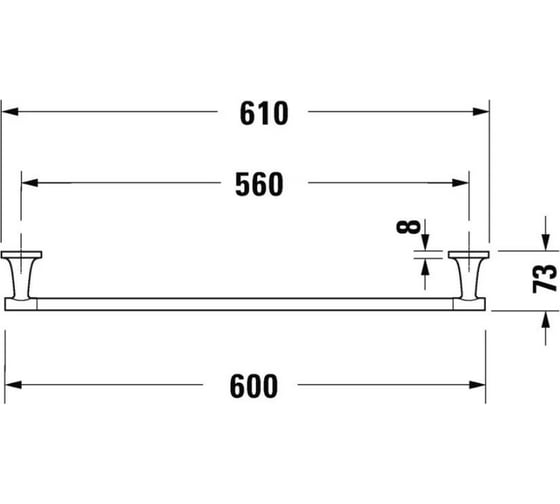 Настенный полотенцедержатель Duravit Starck T 60 см., цвет - чёрный матовый 0099424600 00000070804