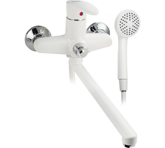 Смеситель в ванную BRIMIX длинный излив, шаровый, из высокопрочного пластика АБС, белый 5561 1