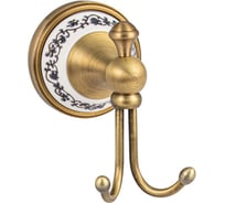 Крючок двойной BRIMIX на основании, с керамической вставкой с орнаментом, цвет БРОНЗА 94114