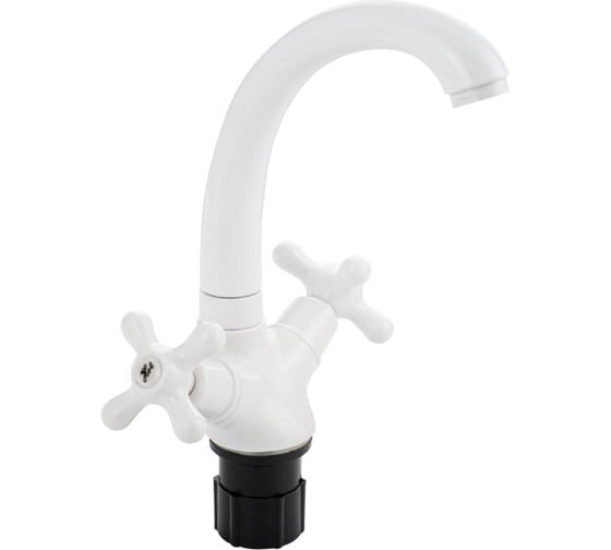 Смеситель для кухни BRIMIX металлокерамика, из высокопрочного АБС пластика, ручка крест, цвет белый 4409 1