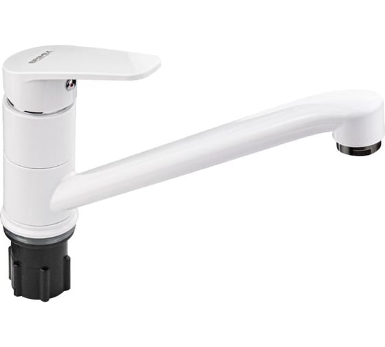 Смеситель для кухни BRIMIX с поворотным изливом 25 см, шаровый из высокопрочного АБС пластика, ПРЕМИУМ, цвет белый 5915 1