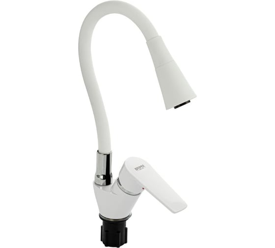 Смеситель для кухонной мойки BRIMIX с гибким изливом, с двухрежимным аэратором, корпус из высокопрочного АБС пластика, цвет белый 5907 1
