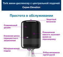 Диспенсер для полотенец TORK Elevation М2 с центральной вытяжкой, черный 559008 21023