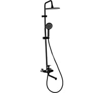 Смеситель + стойка душевая тропический душ BRIMIX с двумя лейками, с длинным изливом, корпус матовый АБС пластик, цвет ЧЕРНЫЙ 30557