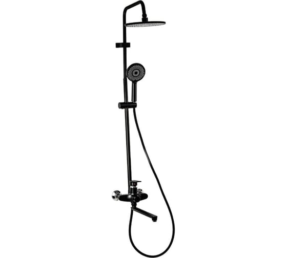 Смеситель + стойка душевая тропический душ BRIMIX с двумя лейками, с длинным изливом, корпус матовый АБС пластик, цвет ЧЕРНЫЙ 30557 1