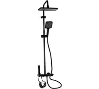 Смеситель + стойка душевая тропический душ BRIMIX с двумя душевыми лейками и гигиеническим душем, широкий корпус из АБС пластика с клавишным управлением, цвет ЧЕРНЫЙ 30512