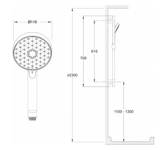 Душевой гарнитур Jacob Delafon AWAKEN Geometric 60 см E99898RU-CP 00000047947