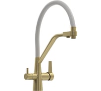 Смеситель для кухни Teymi корпус золото матовый излив белый Solli T10273 ЦБ-00285227