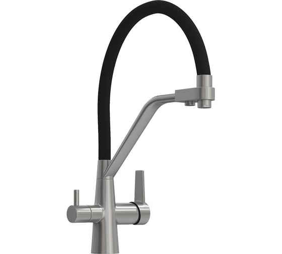 Смеситель для кухни Teymi корпус сатин глянцевый излив черный Solli T10272 ЦБ-00285211 1