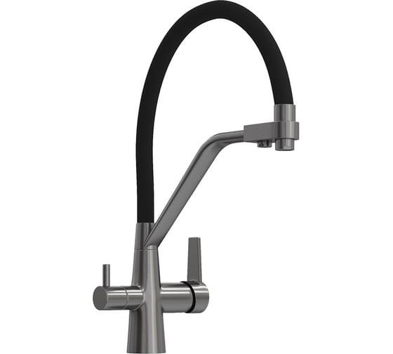 Смеситель для кухни Teymi корпус оружейная сталь излив черный Solli T10271 ЦБ-00285210 1