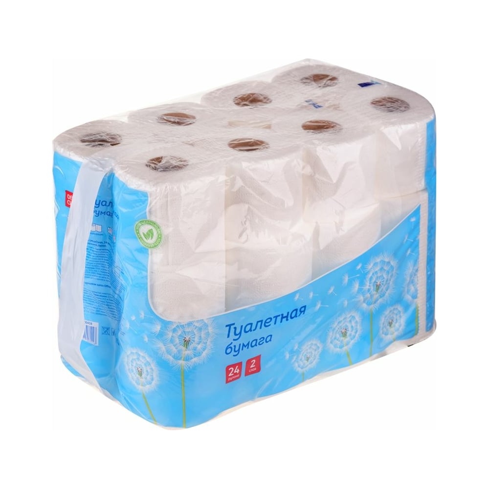 Туалетная бумага OfficeClean 2-слойная, 24 шт., тиснение, белая 300438 ...