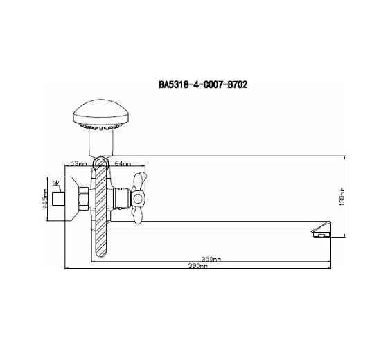 Смеситель для ванны BOOU латунь BA5318-4-C007-B702