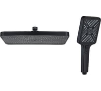 Комплект леек для душа ALOUTE душевая лейка и тропическая лейка из ABS-пластика, матовый черный AHL101HT