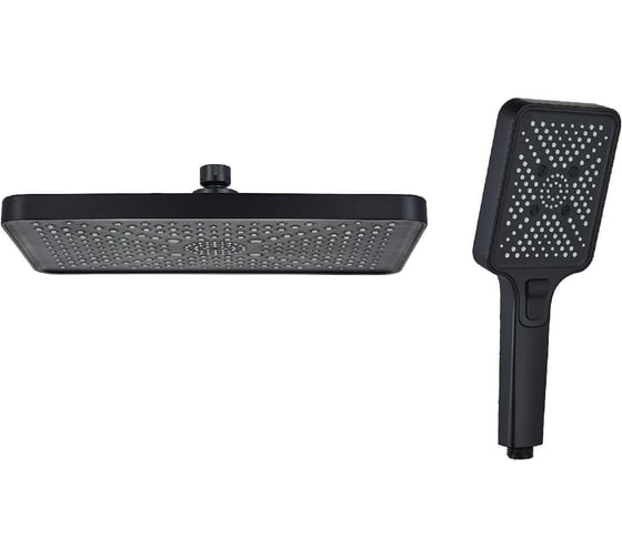 Комплект леек для душа ALOUTE душевая лейка и тропическая лейка из ABS-пластика, матовый черный AHL101HT 1