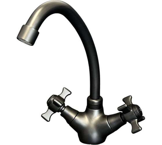 Смеситель для кухонной мойки ALOUTE двухвентильный, черный, крепление на большой гайке A6313H-10 1