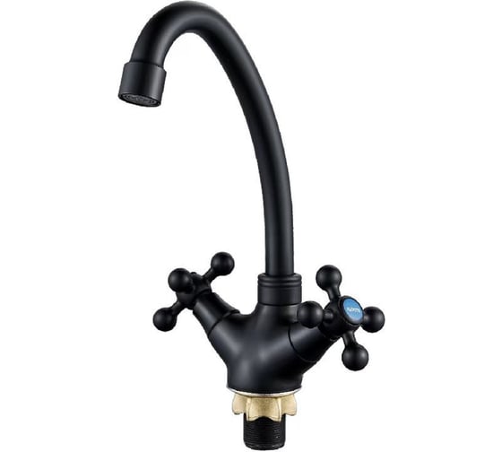 Смеситель для кухонной мойки ALOUTE двухвентильный, черный, крепление на большой гайке A6113H-10 1