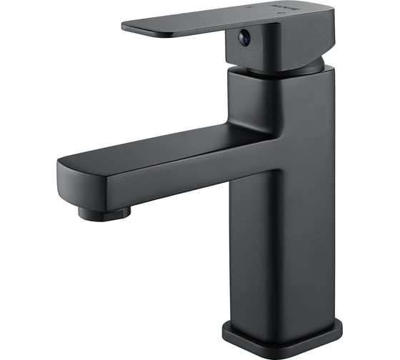 Смеситель для умывальника ALOUTE Тюльпан с коротким изливом, черный матовый, крепление на гайке A1001H 1