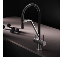 Смеситель для кухни AM.PM Func с каналом для питьевой воды и гибким изливом, сатин, черный излив F8F07812