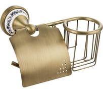 Держатель освежителя воздуха и туалетной бумаги BRIMIX с экраном, с керамической вставкой с орнаментом, цвет бронза 94244