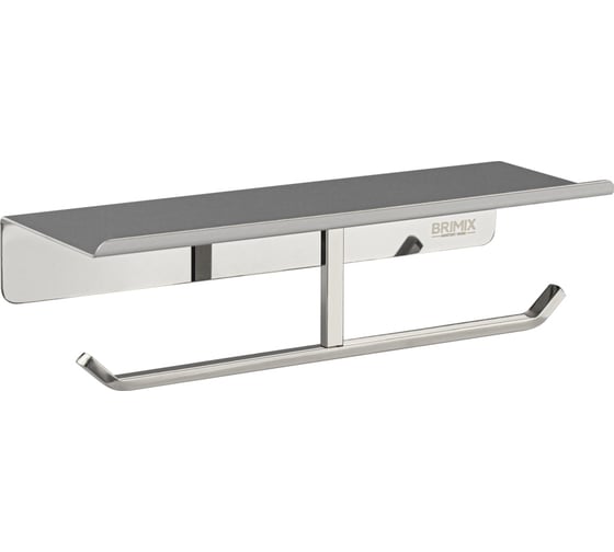 Держатель туалетной бумаги BRIMIX двойной из нержавеющей стали, антивандальный, с полочкой, цвет хром 79922 1