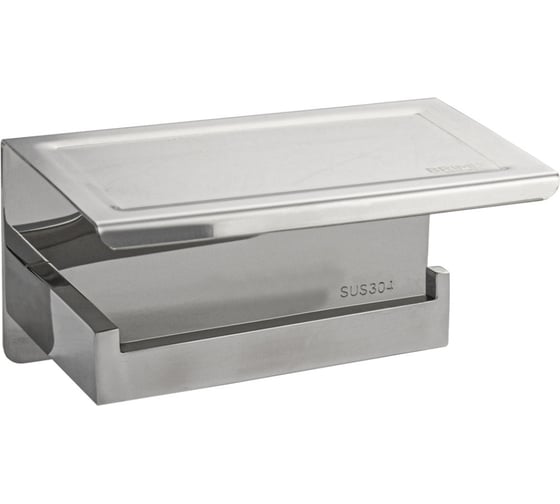 Держатель туалетной бумаги BRIMIX из нержавеющей стали, антивандальный, с полочкой, квадратный профиль, цвет хром 79919 1