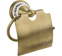 Держатель туалетной бумаги BRIMIX с экраном, с керамической вставкой с орнаментом, цвет бронза 94003