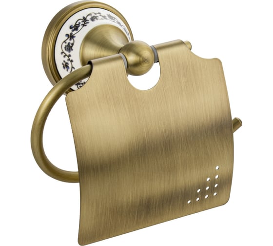 Держатель туалетной бумаги BRIMIX с экраном, с керамической вставкой с орнаментом, цвет бронза 94003 1