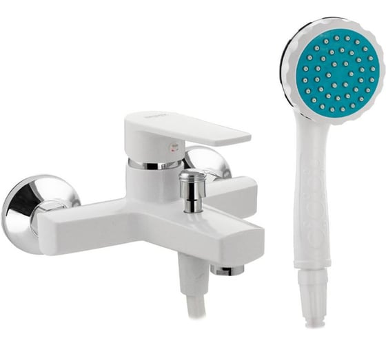 Смеситель в ванную BRIMIX короткий излив, из высокопрочного пластика АБС, белый, поворотный дивертор 557 1