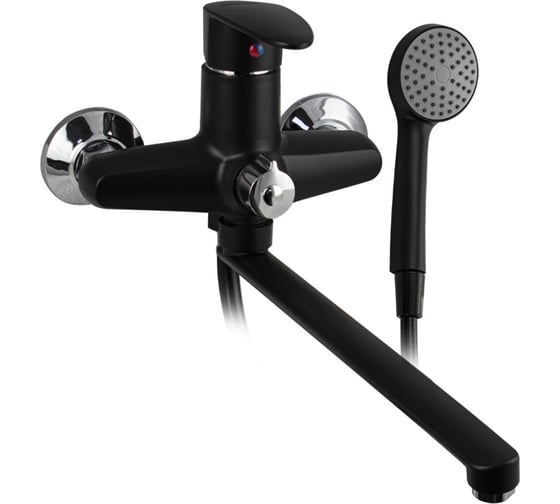 Смеситель в ванную BRIMIX длинный излив, из высокопрочного пластика АБС, чёрного цвета 5562 1