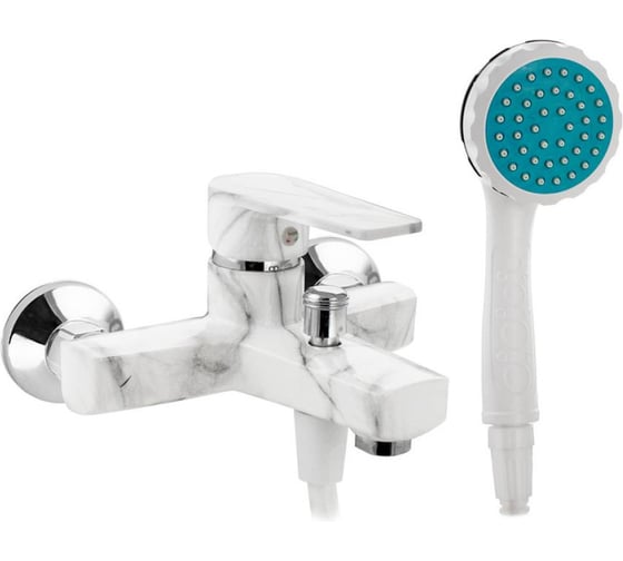 Смеситель в ванную BRIMIX короткий излив, из высокопрочного пластика АБС, белый мрамор 586 1