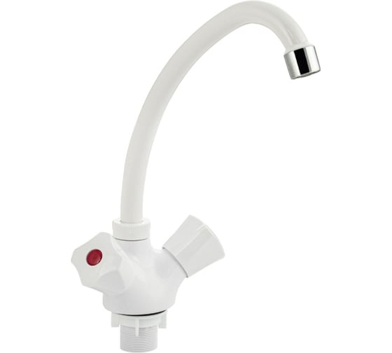Смеситель кухонный Brimix на гайке металлокерамика из высокопрочного пластика АБС, белый 4405 1