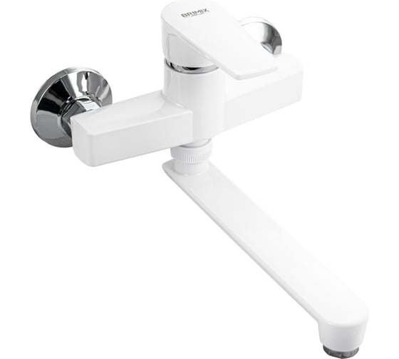 Смеситель кухонный Brimix от стены, шаровый из высокопрочного пластика АБС, белый 560 1