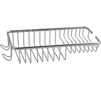 Мыльница решетка Санакс двухсекционная, с крючками, нержавеющая сталь, хромированная, с креплением к стене 1220