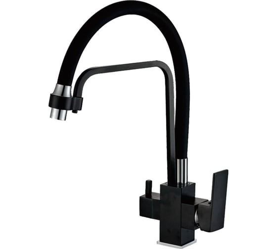 Смеситель для кухни Valfex с подключением фильтра,гибкий силиконовый излив,латунь Boreas Black-1(10) VF.76857 1