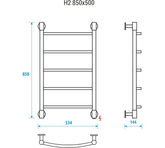 Полотенцесушитель ENERGY H2 850x500 00-УТ-00937