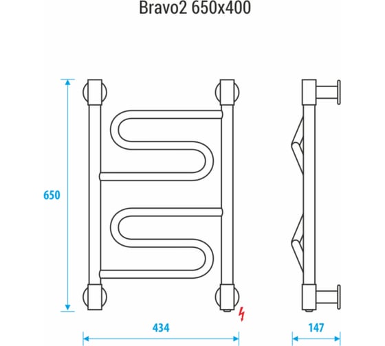 Полотенцесушитель ENERGY Bravo2 650x400 00-УТ-00928