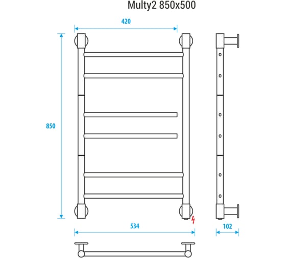 Полотенцесушитель ENERGY Multy2 850x500 00-УТ-00939