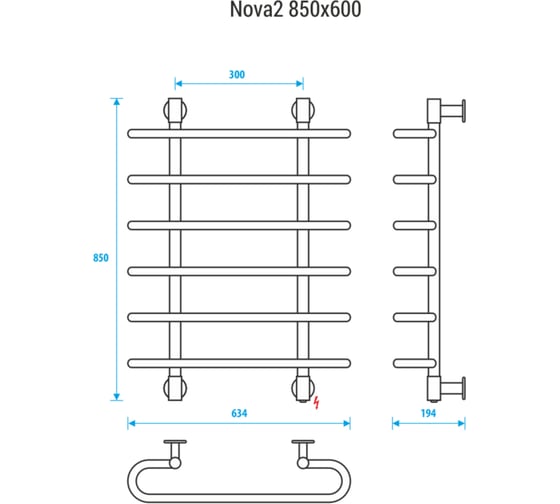 Полотенцесушитель ENERGY Nova2 850x600 00-УТ-00940