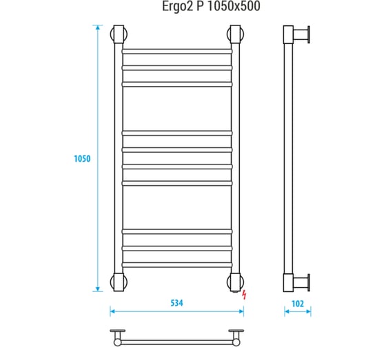 Полотенцесушитель ENERGY Ergo2 P 1050x500, прямой 00-УТ-00935