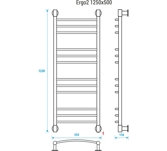 Полотенцесушитель ENERGY Ergo2 1250x500 00-УТ-00933