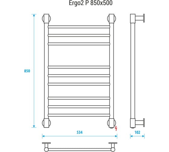 Полотенцесушитель ENERGY Ergo2 P 850x500, прямой 00-УТ-00934